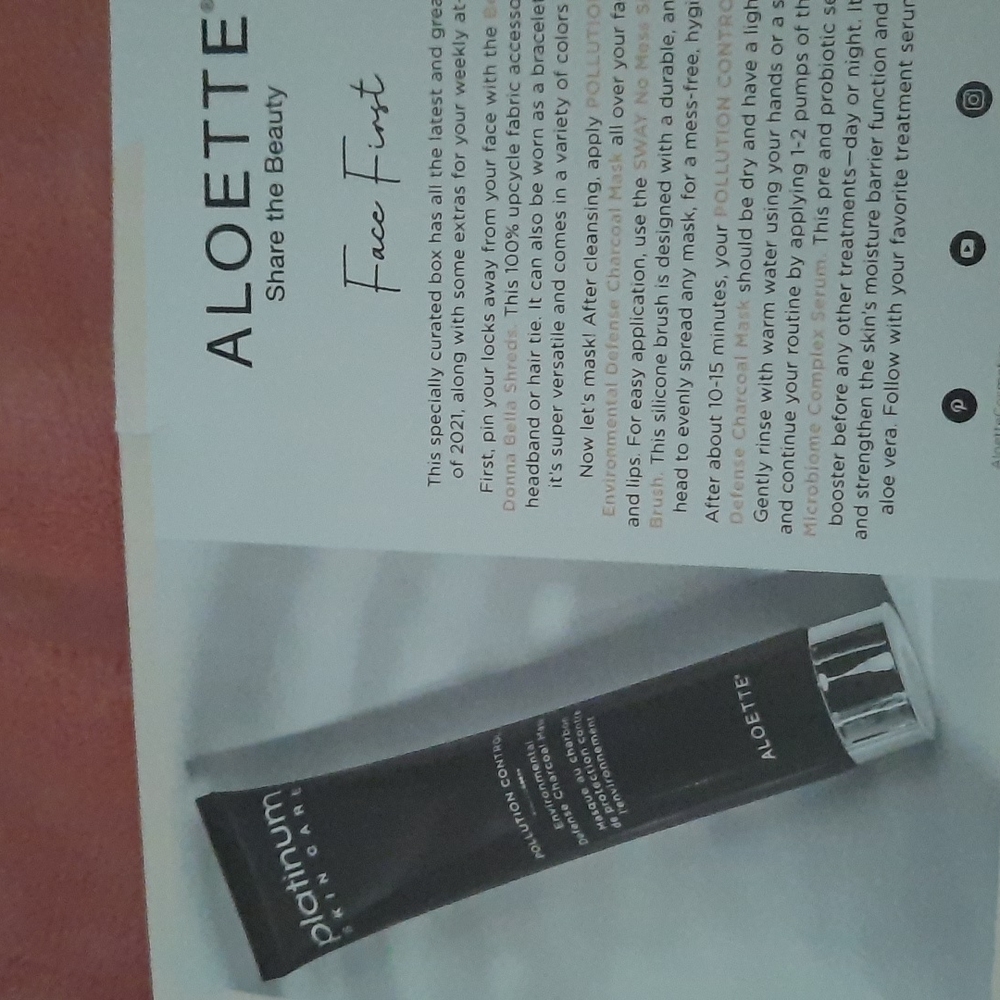 Aloette platinum pollution control charcoal mask